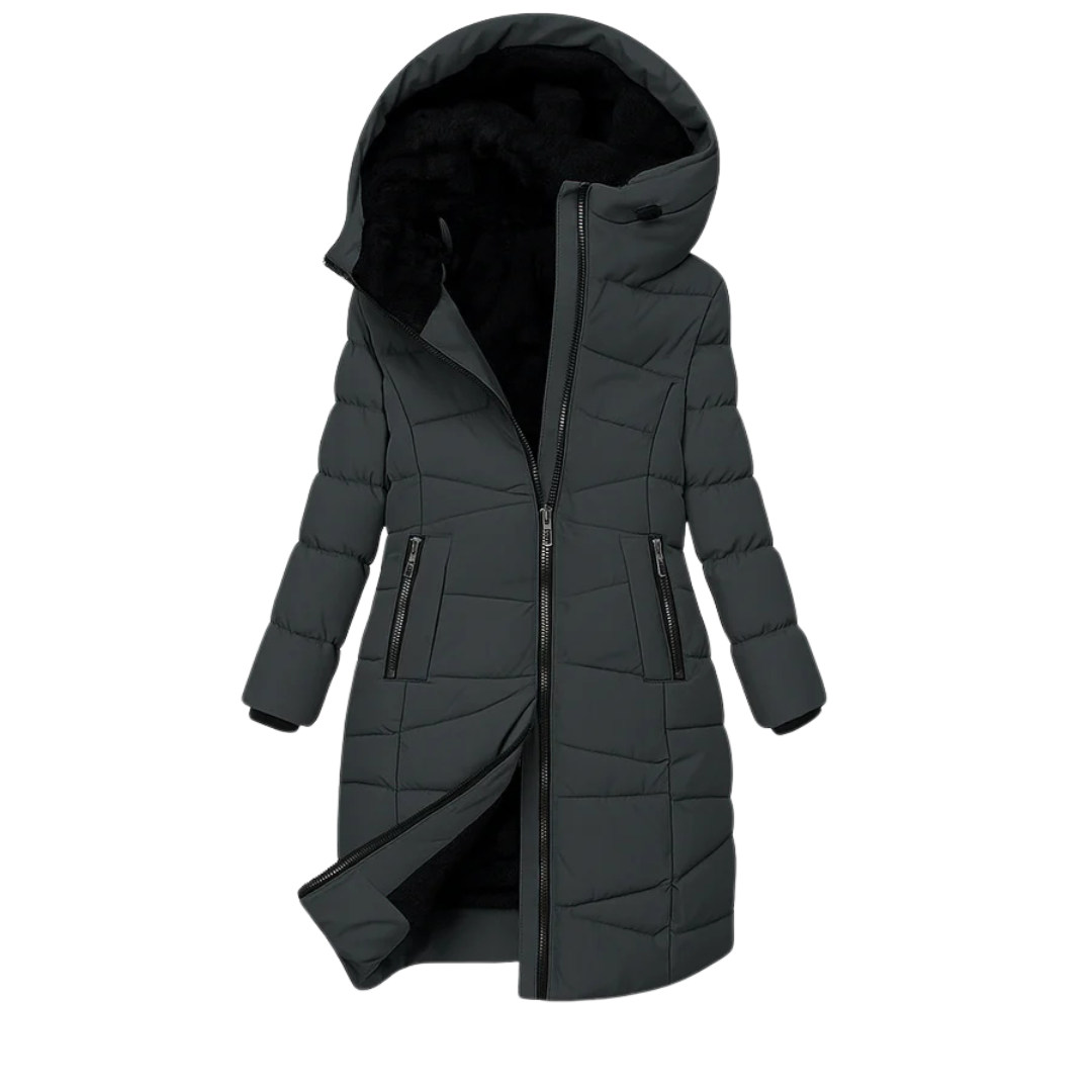 Tania | Long Quilted Hooded Jacket