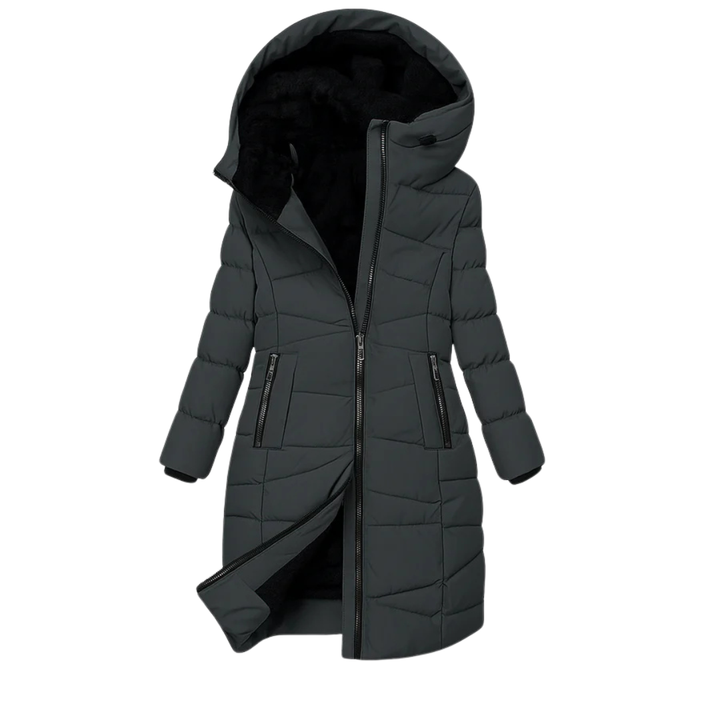 Tania | Long Quilted Hooded Jacket