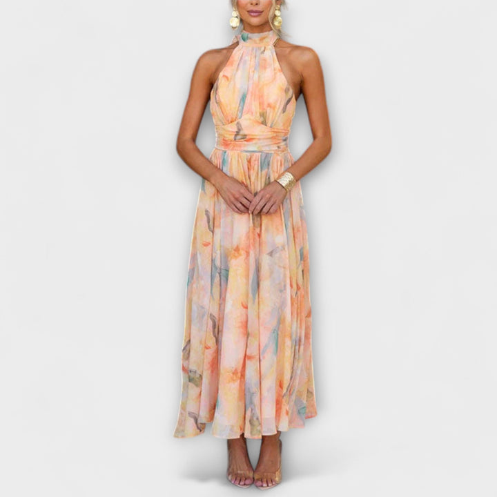 Jasmine Watercolor Halter Dress