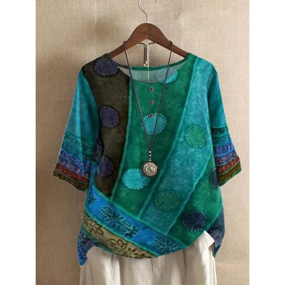 Hailey | Colorful Top with Relaxed Half Sleeves