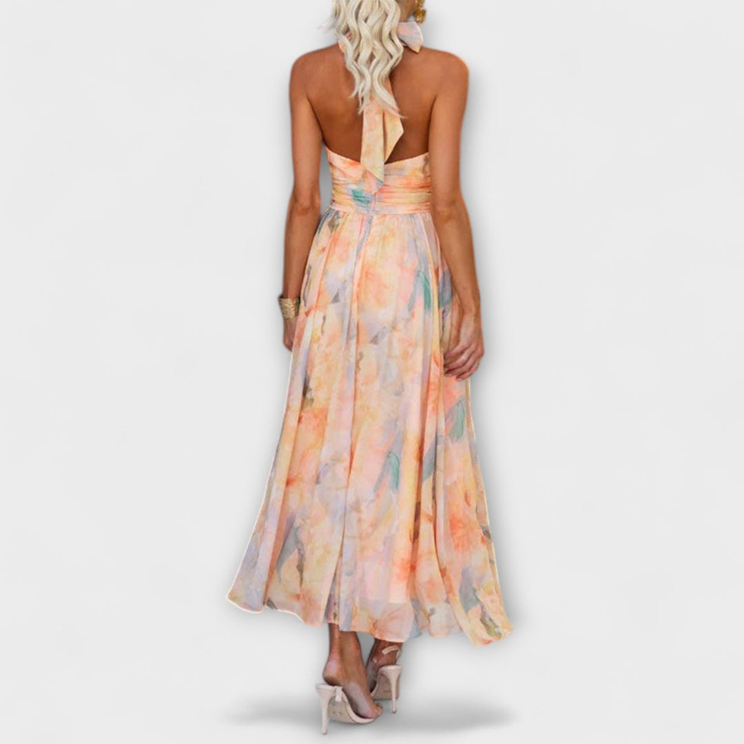 Jasmine Watercolor Halter Dress