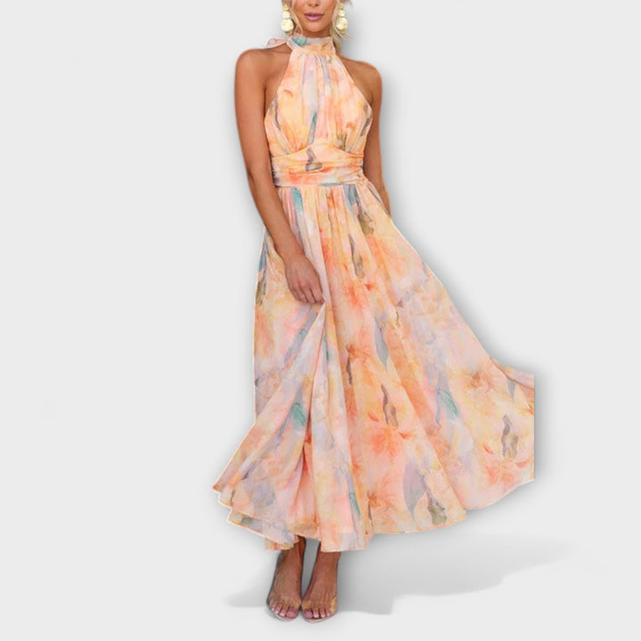 Jasmine Watercolor Halter Dress
