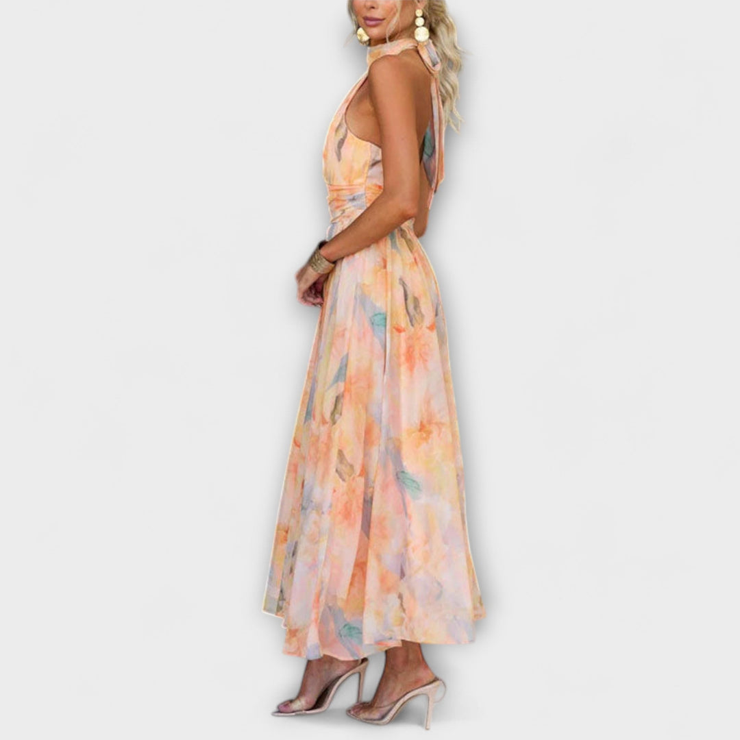 Jasmine Watercolor Halter Dress