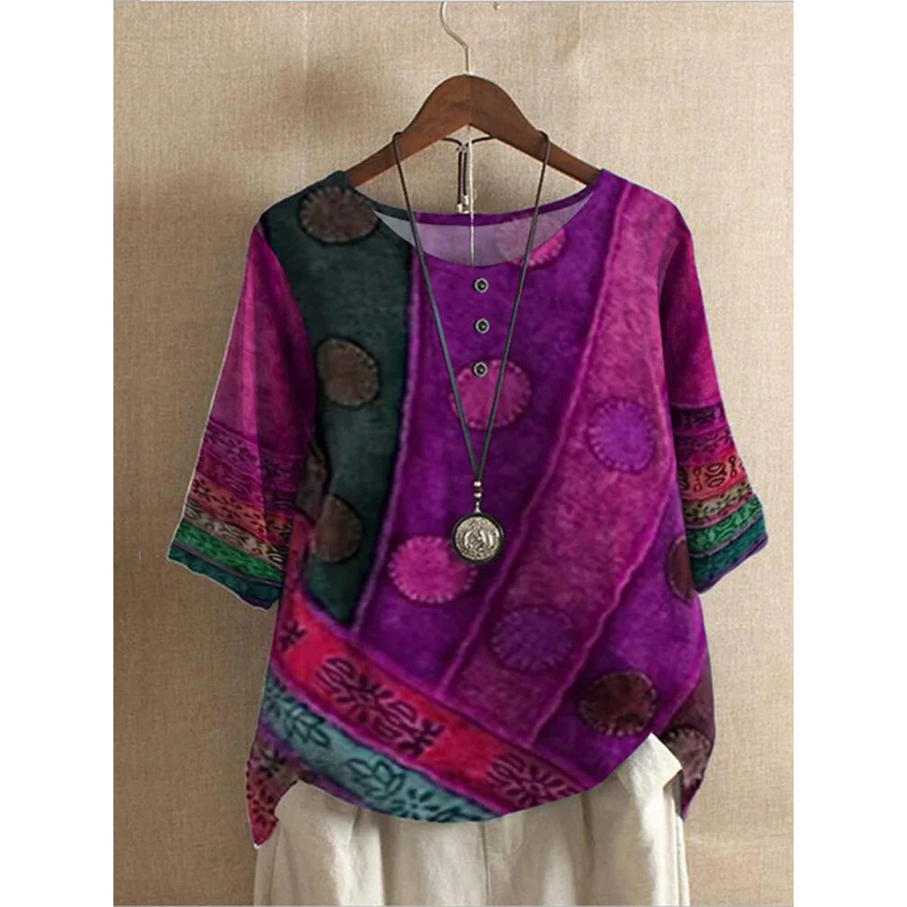 Hailey | Colorful Top with Relaxed Half Sleeves