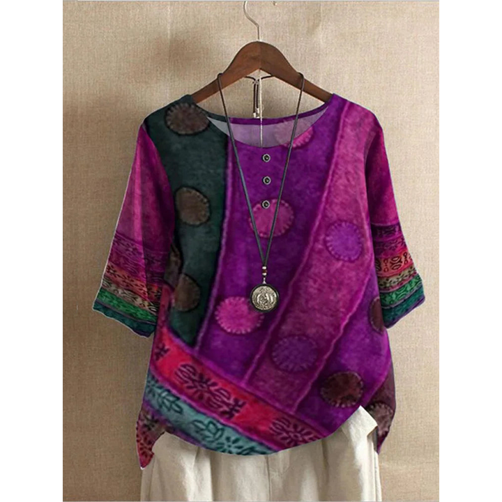 Hailey | Colorful Top with Relaxed Half Sleeves