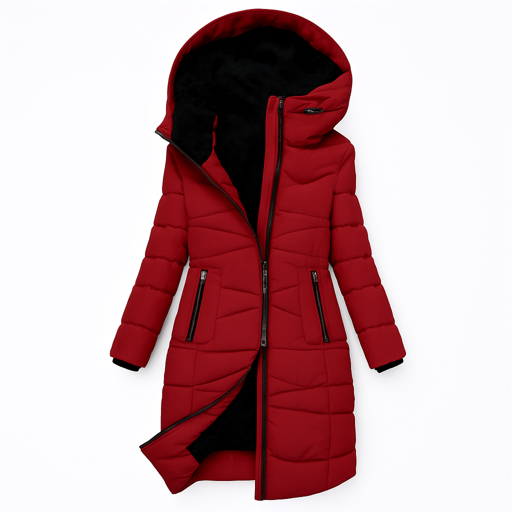 Tania | Long Quilted Hooded Jacket