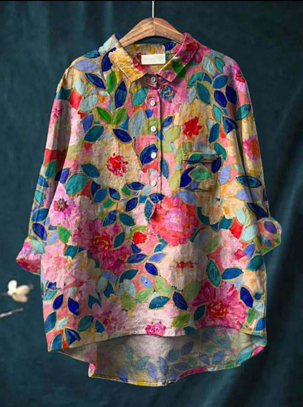 Flora | Vintage Rose Button Blouse