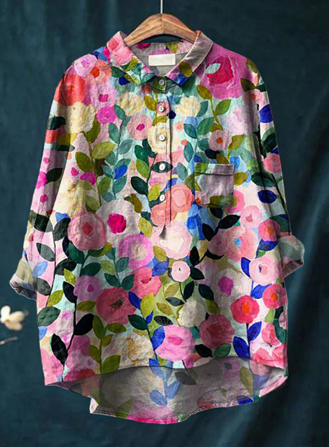 Flora | Vintage Rose Button Blouse