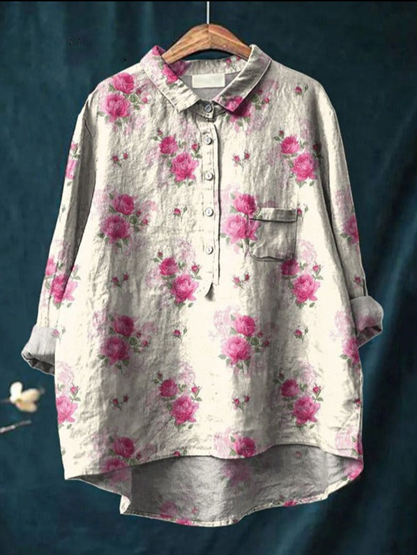 Flora | Vintage Rose Button Blouse