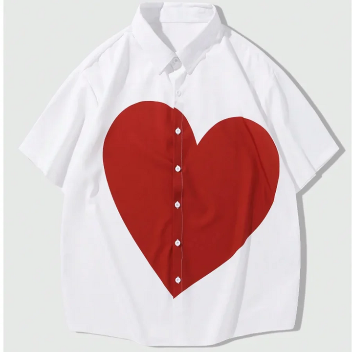 Elsa | Button Down Shirt with Heart Print