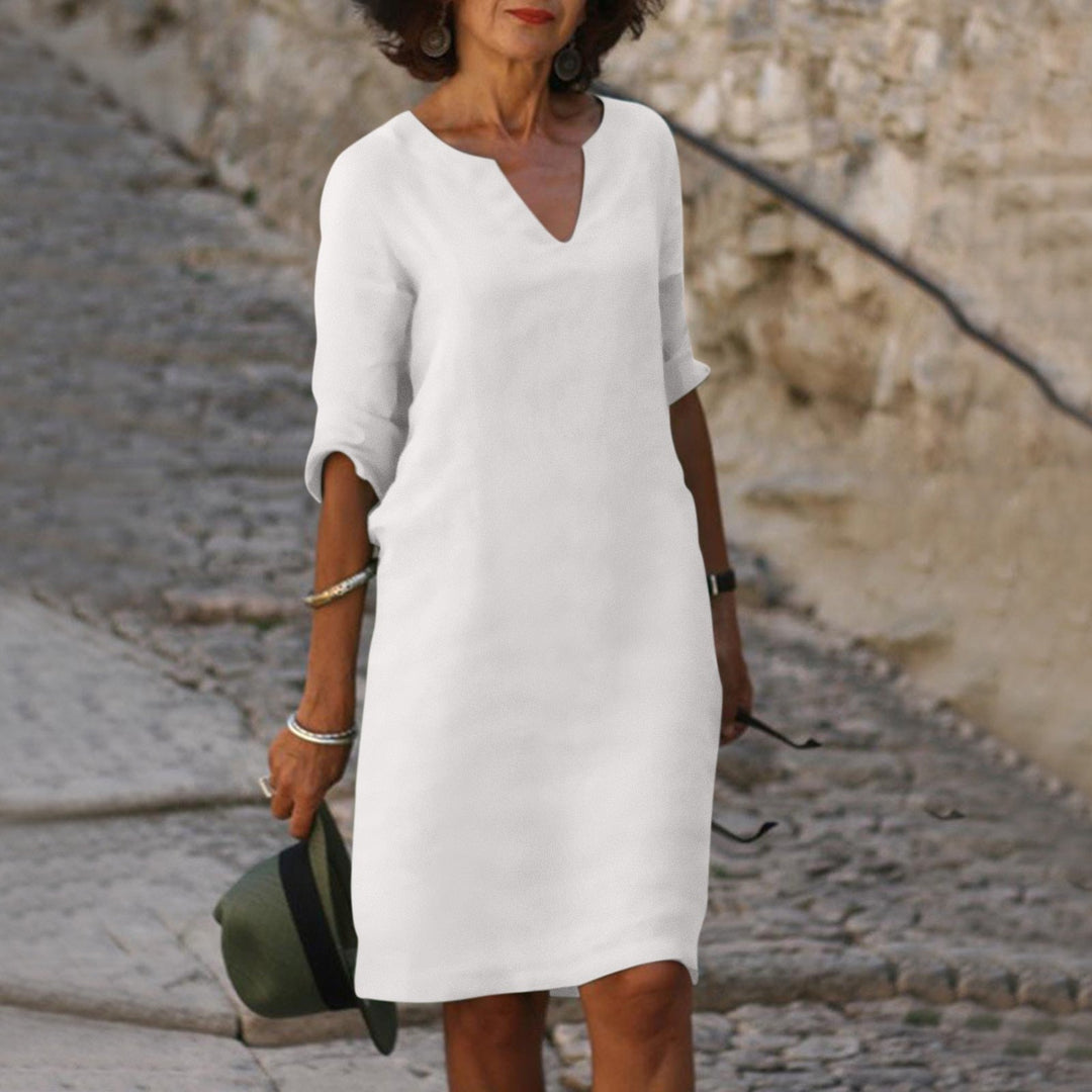 Lina | Timeless belly-covering V-neck dress