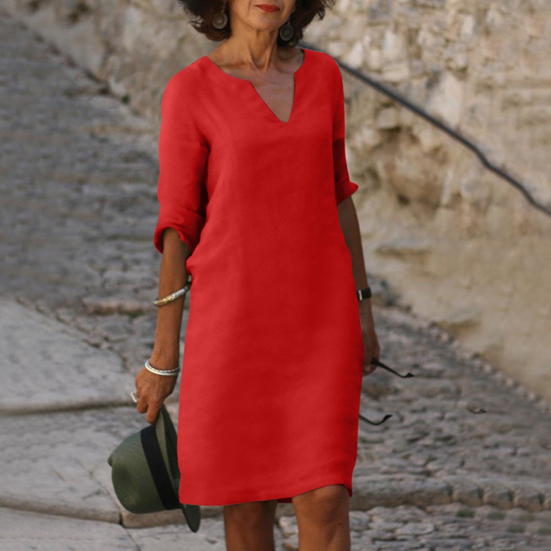 Lina | Timeless belly-covering V-neck dress