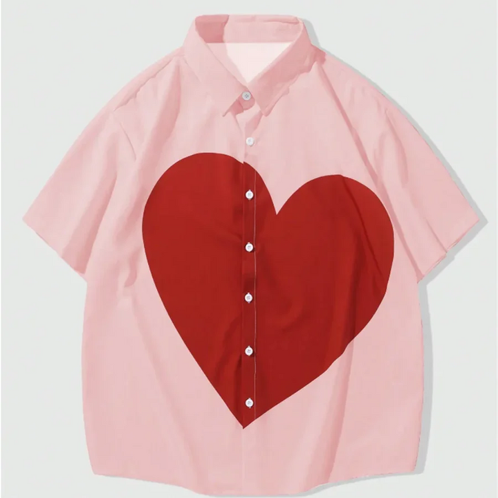 Elsa | Button Down Shirt with Heart Print