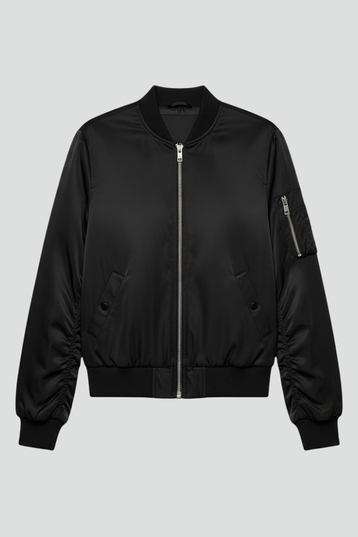 Abigail - Zip Ribbed Bomber Jacket