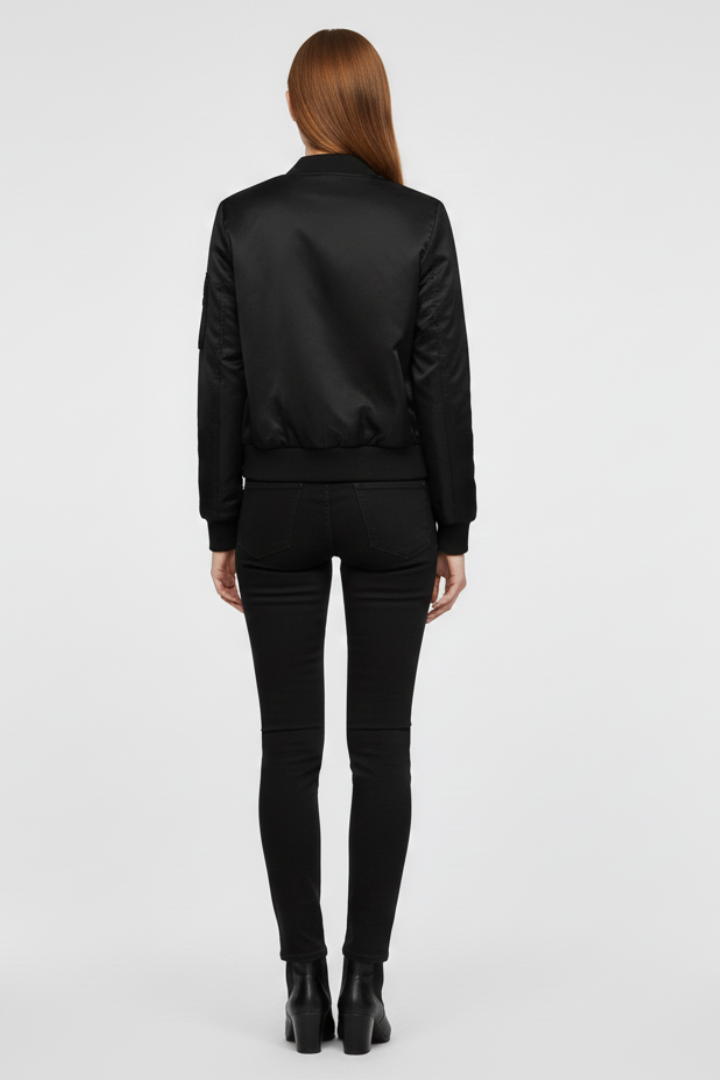 Abigail - Zip Ribbed Bomber Jacket
