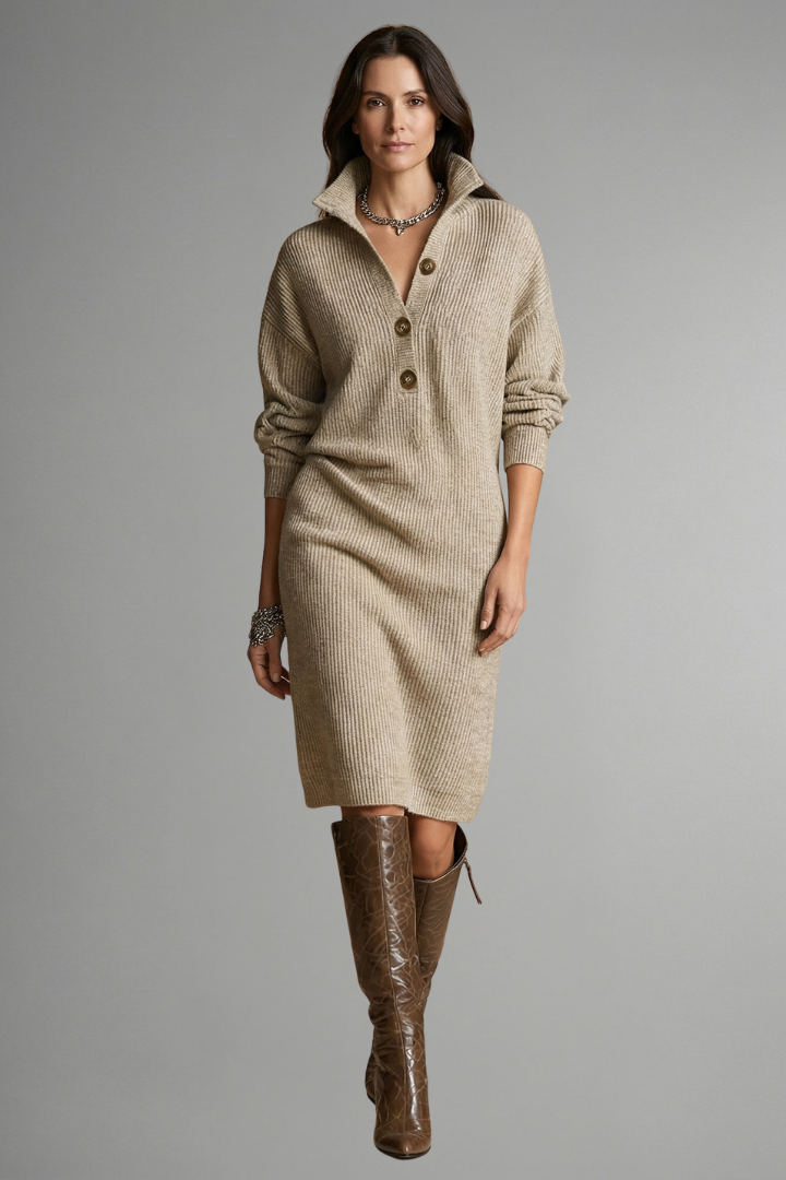 Alice - Ribbed Knit Jumper Dress