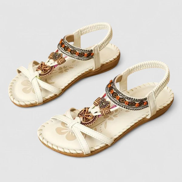 Beaded T-Strap Sandals