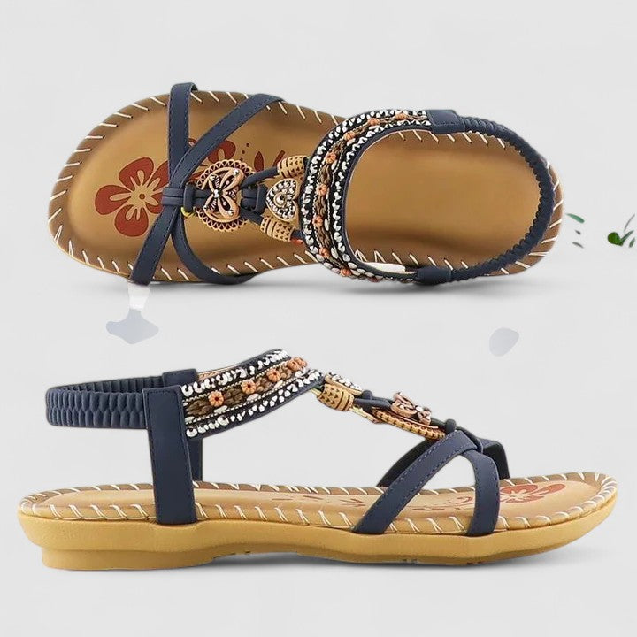 Beaded T-Strap Sandals
