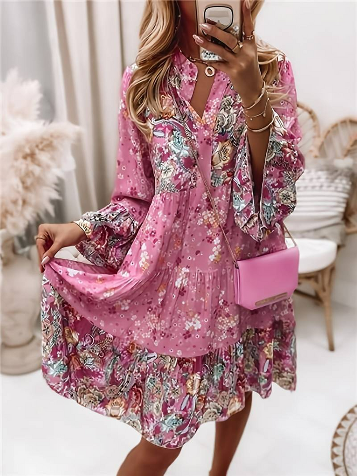 Boho Floral Tiered Mini Dress