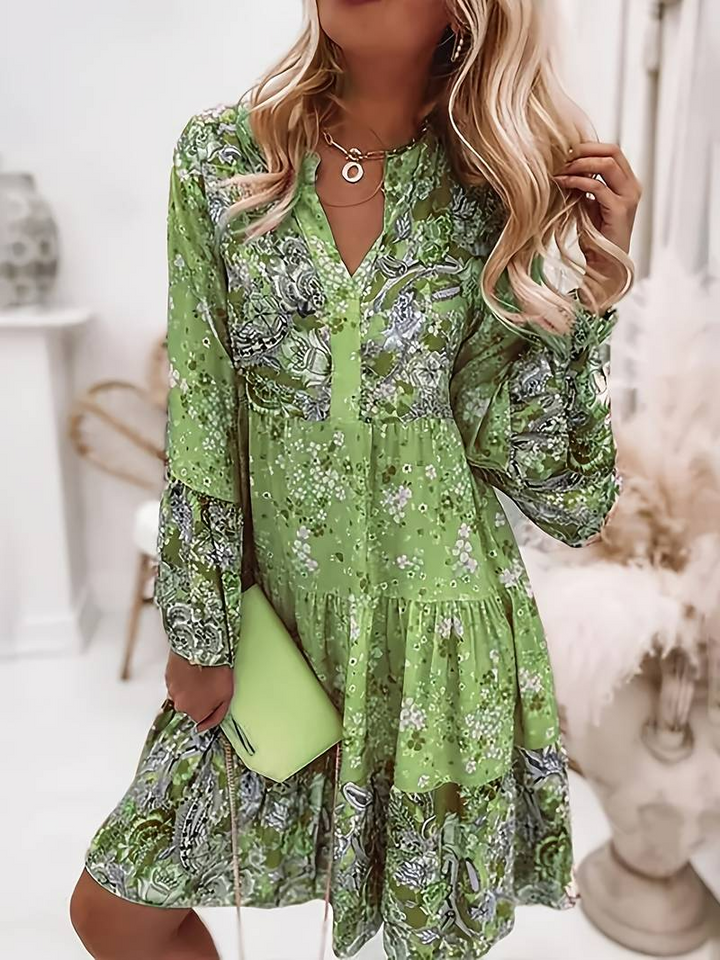 Boho Floral Tiered Mini Dress