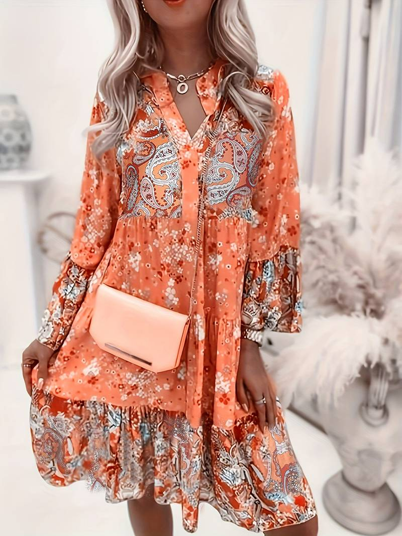 Boho Floral Tiered Mini Dress