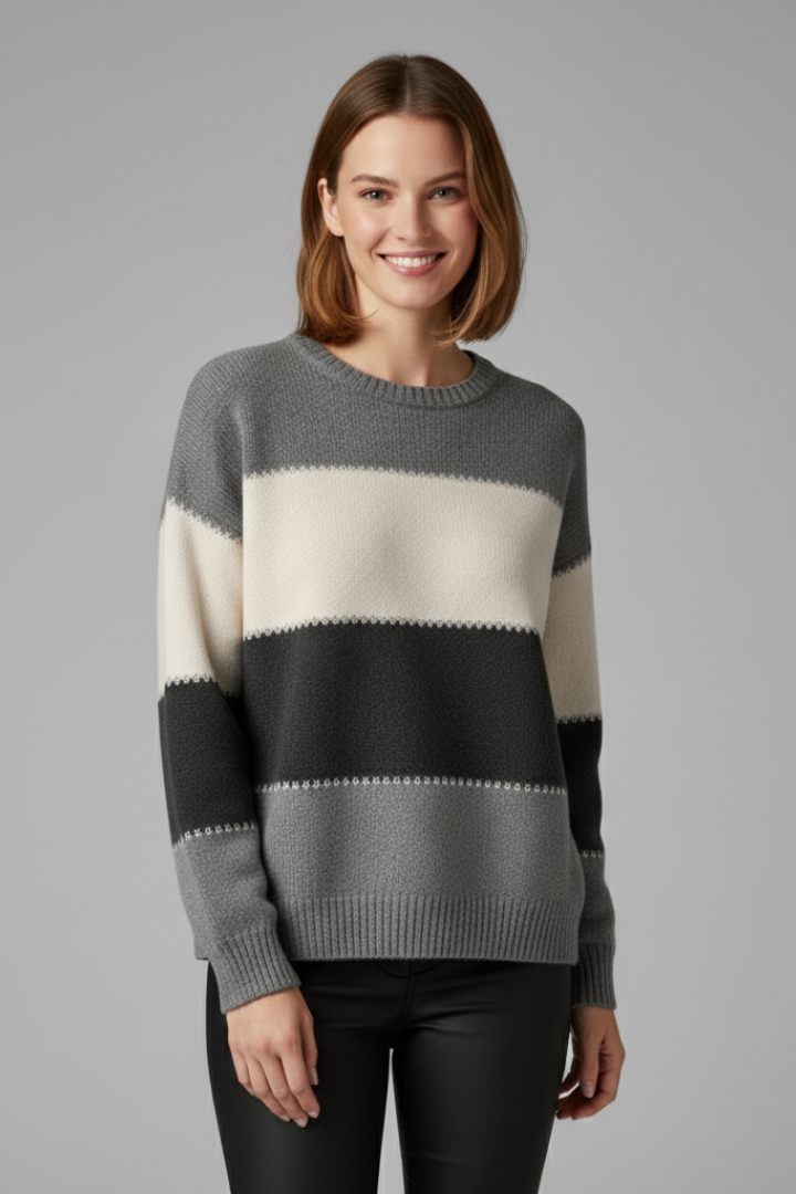 Chloe - Striped Ribbed Knit Jumper
