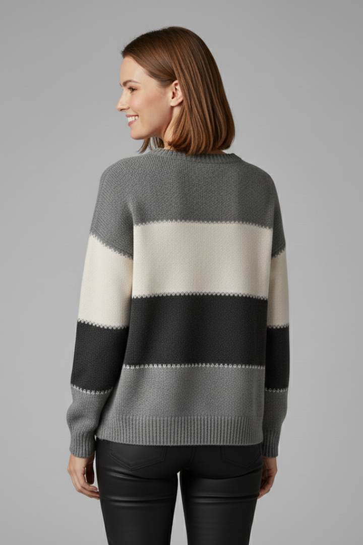 Chloe - Striped Ribbed Knit Jumper