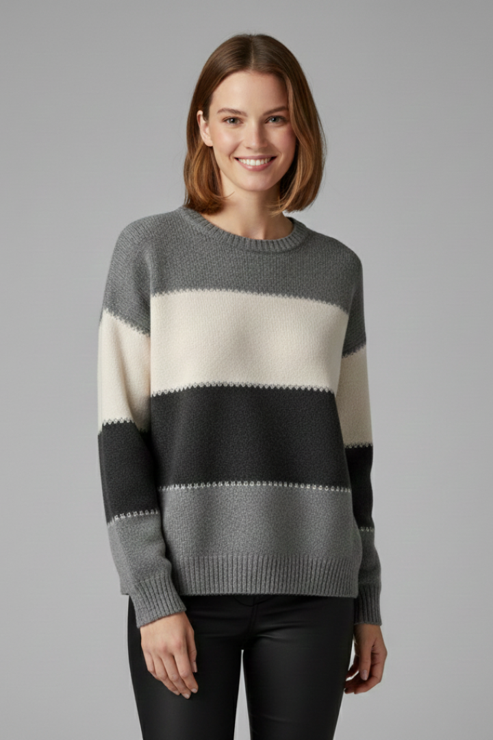 Chloe - Striped Ribbed Knit Jumper
