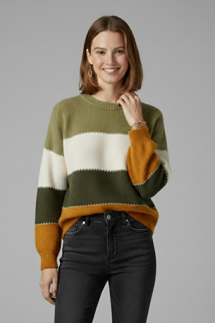 Chloe - Striped Ribbed Knit Jumper