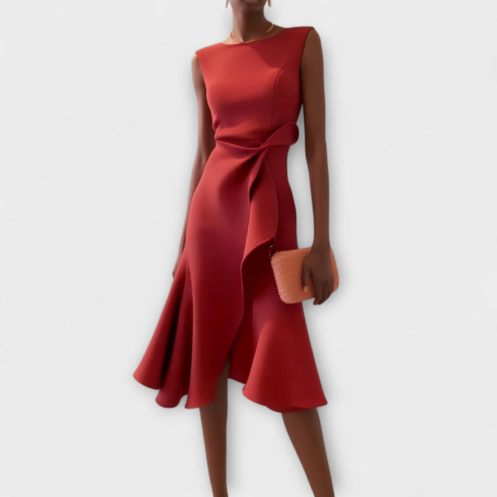 Cocktail Ruffle Midi Dress