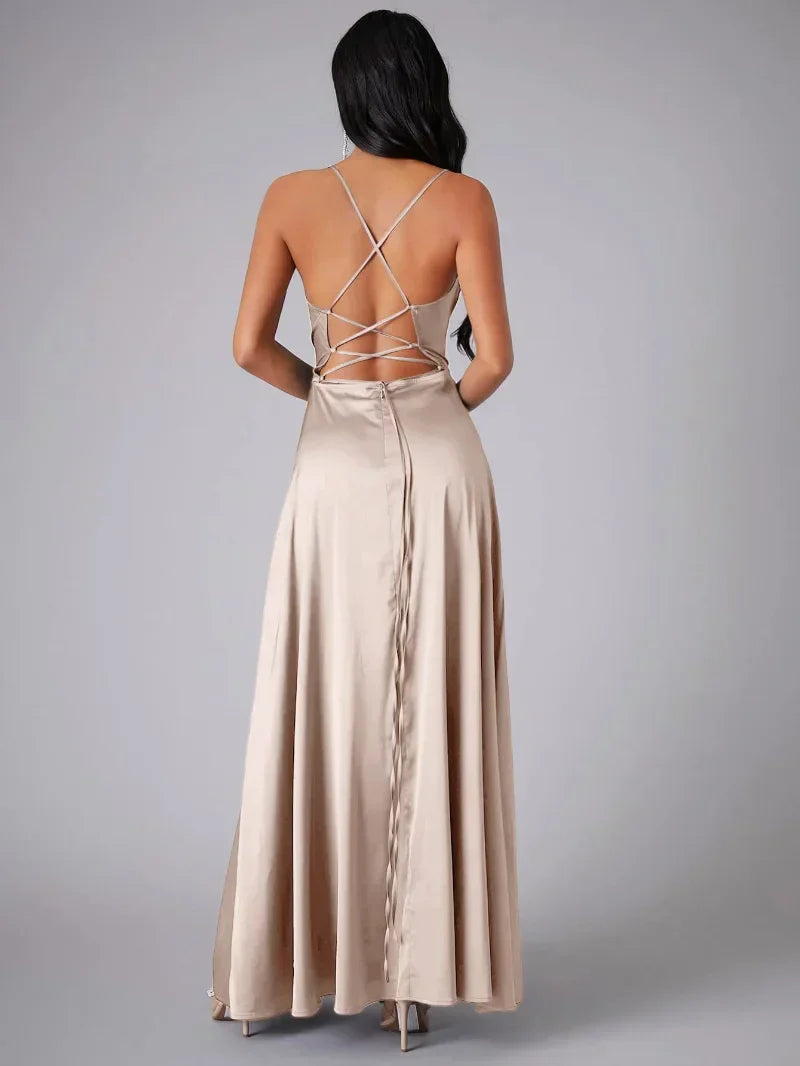 Cowl-Neck Sleeveless Maxi Dress