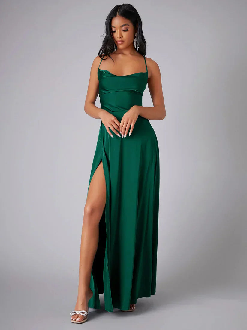Cowl-Neck Sleeveless Maxi Dress