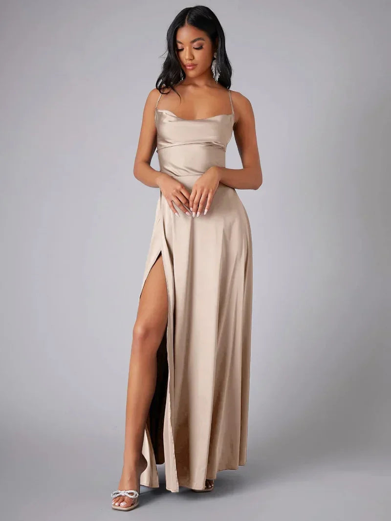 Cowl-Neck Sleeveless Maxi Dress