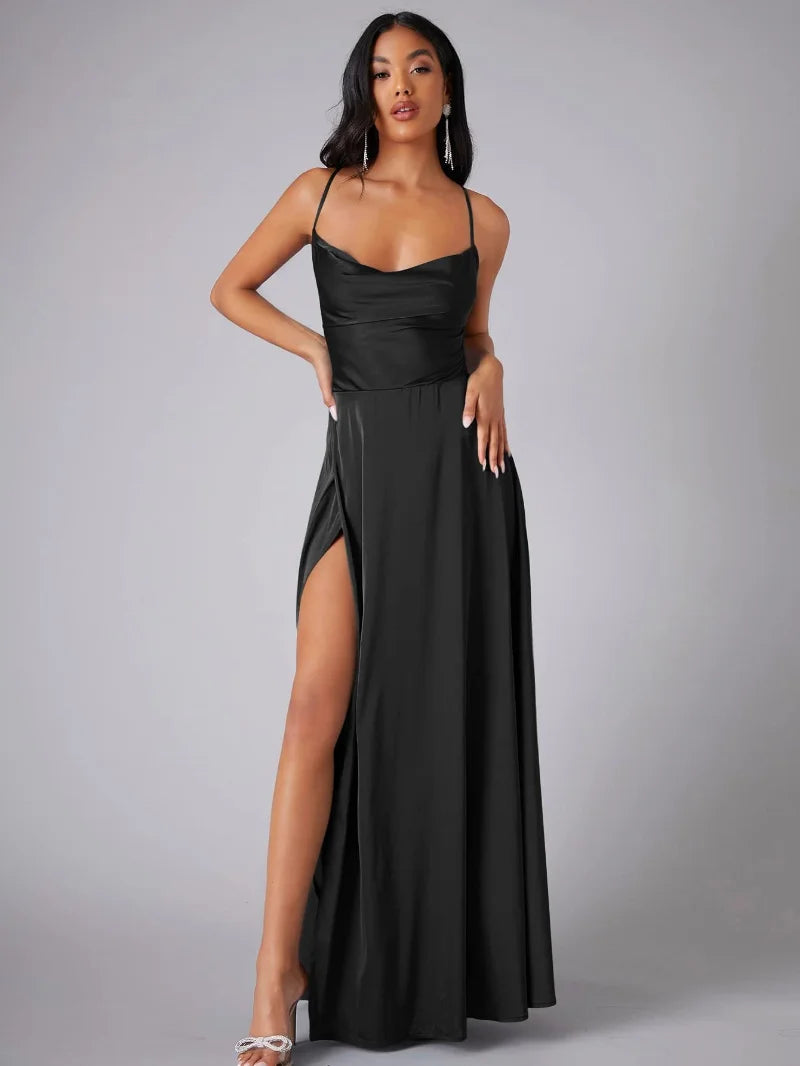 Cowl-Neck Sleeveless Maxi Dress