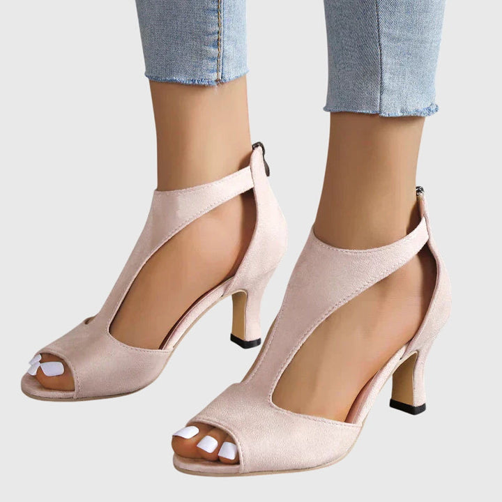 Cut-Out Mid Heel Sandals