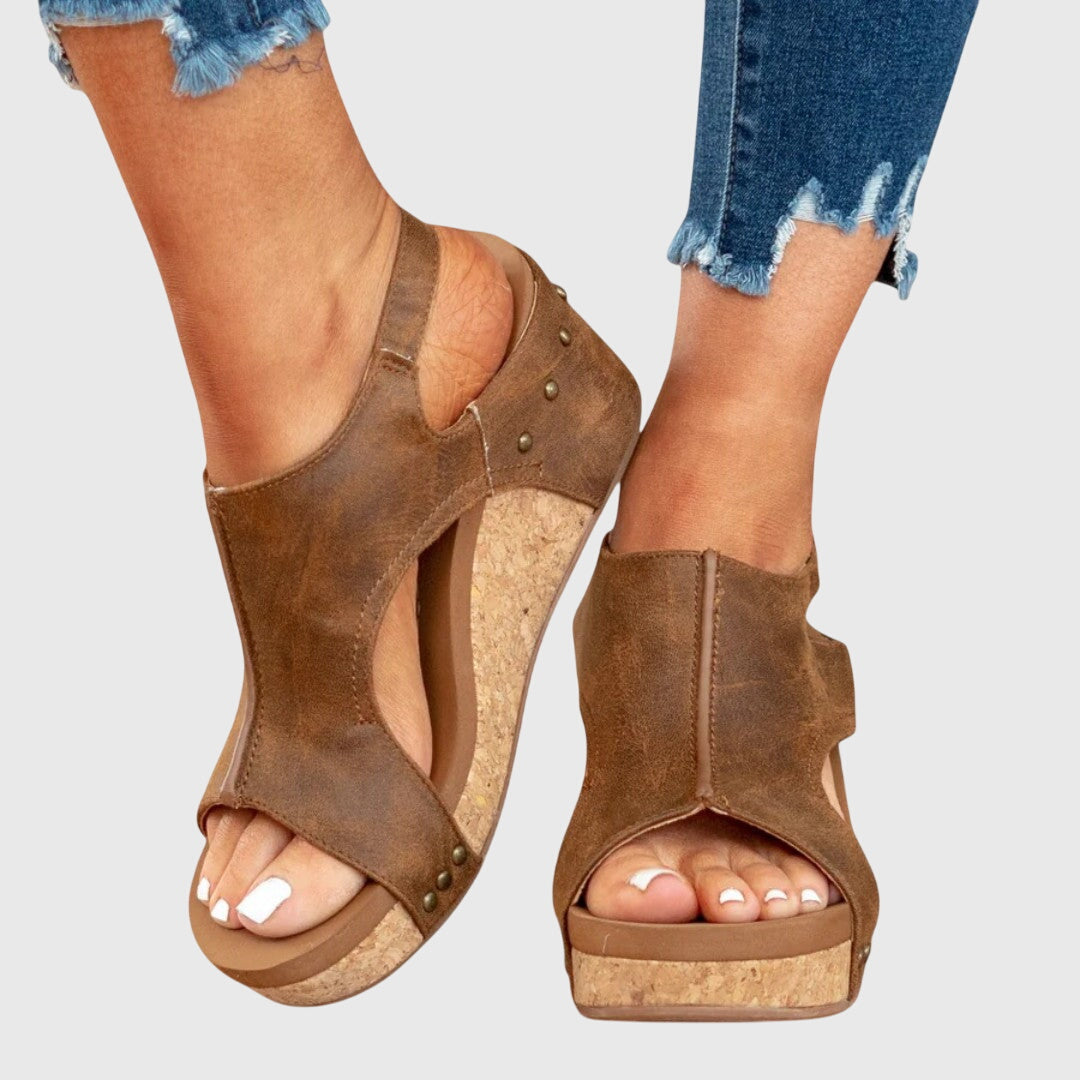 Cut-Out Wedge Sandals