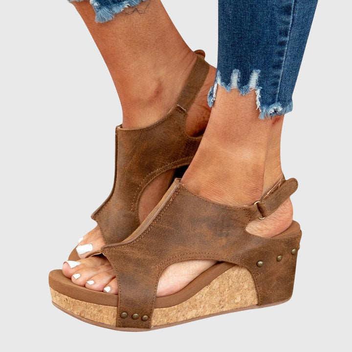 Cut-Out Wedge Sandals