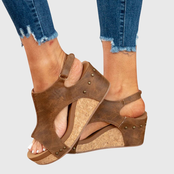 Cut-Out Wedge Sandals