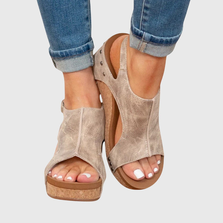 Cut-Out Wedge Sandals