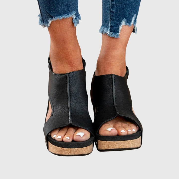 Cut-Out Wedge Sandals