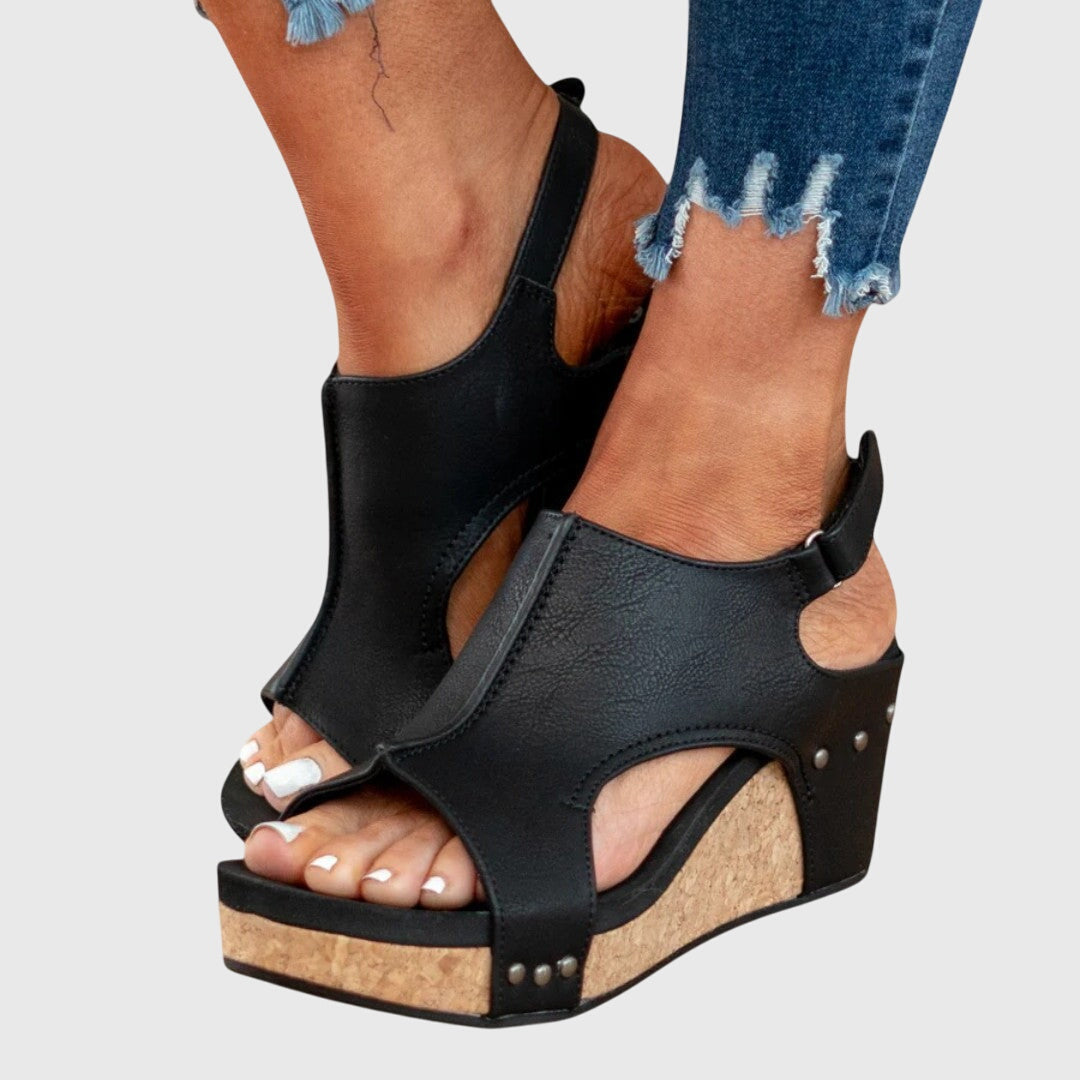 Cut-Out Wedge Sandals