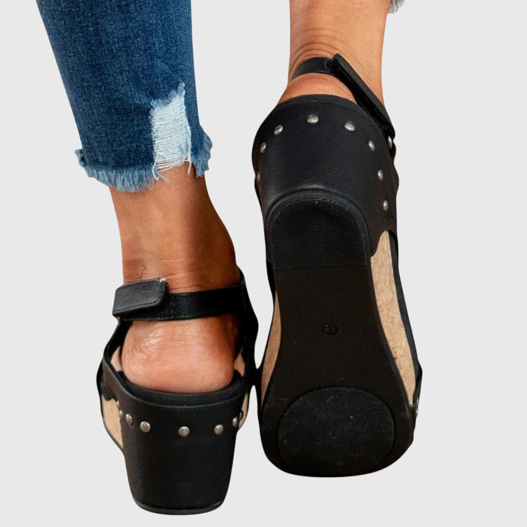 Cut-Out Wedge Sandals