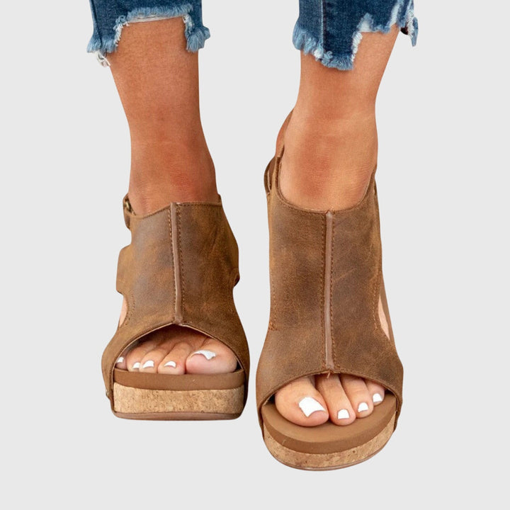 Cut-Out Wedge Sandals
