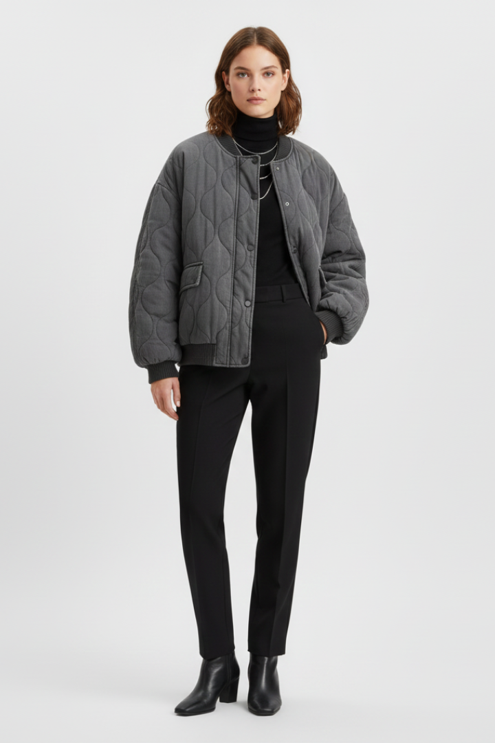 Daisy - Quilted Snap Bomber Jacket
