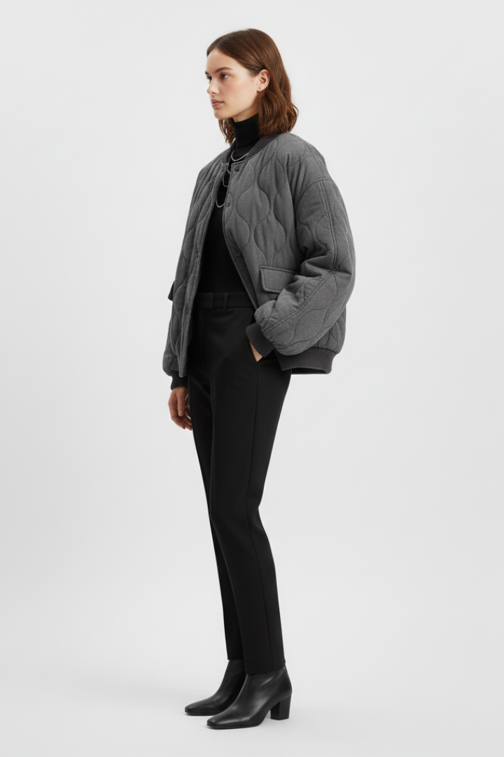 Daisy - Quilted Snap Bomber Jacket