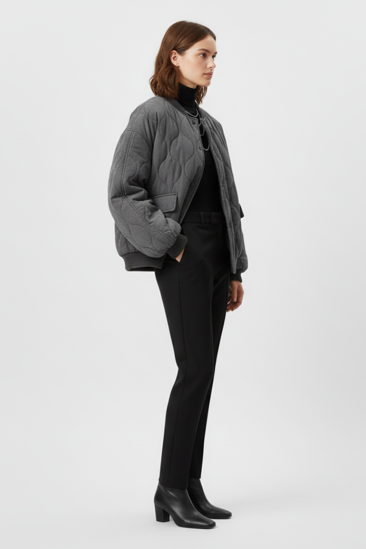 Daisy - Quilted Snap Bomber Jacket