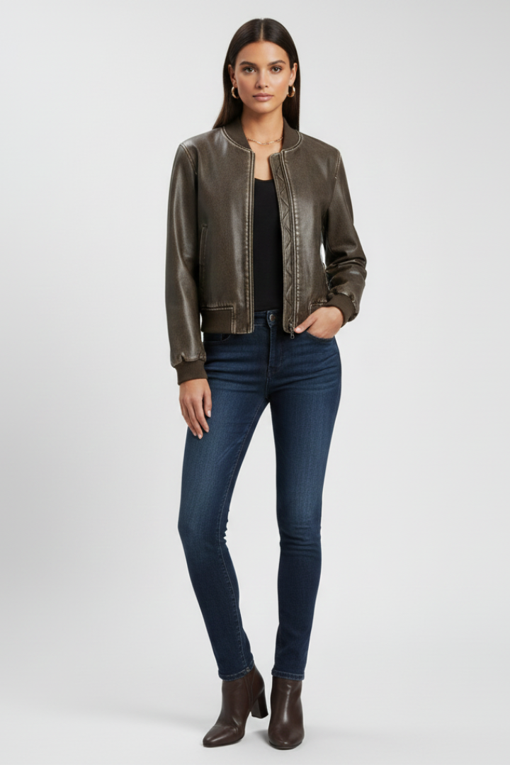 Evelyn - Collared Bomber Jacket