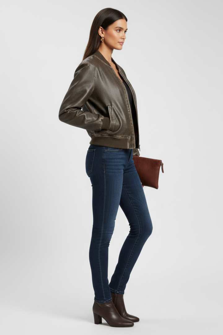 Evelyn - Collared Bomber Jacket
