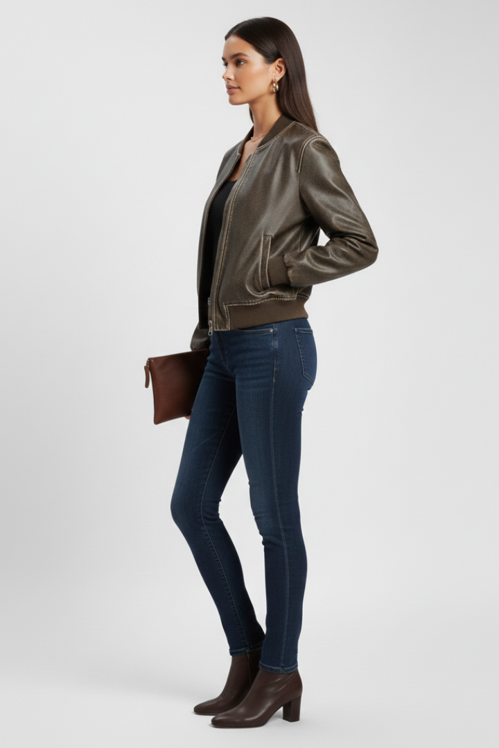 Evelyn - Collared Bomber Jacket