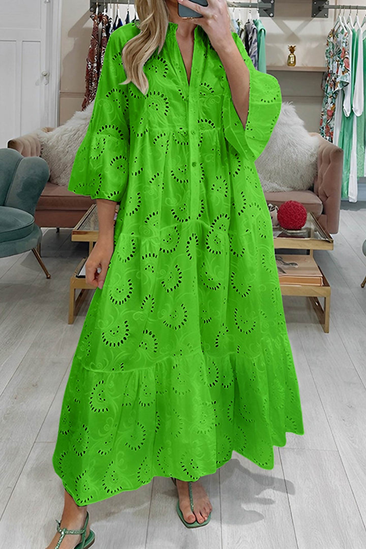 Eyelet Embroidered Tiered Maxi Dress